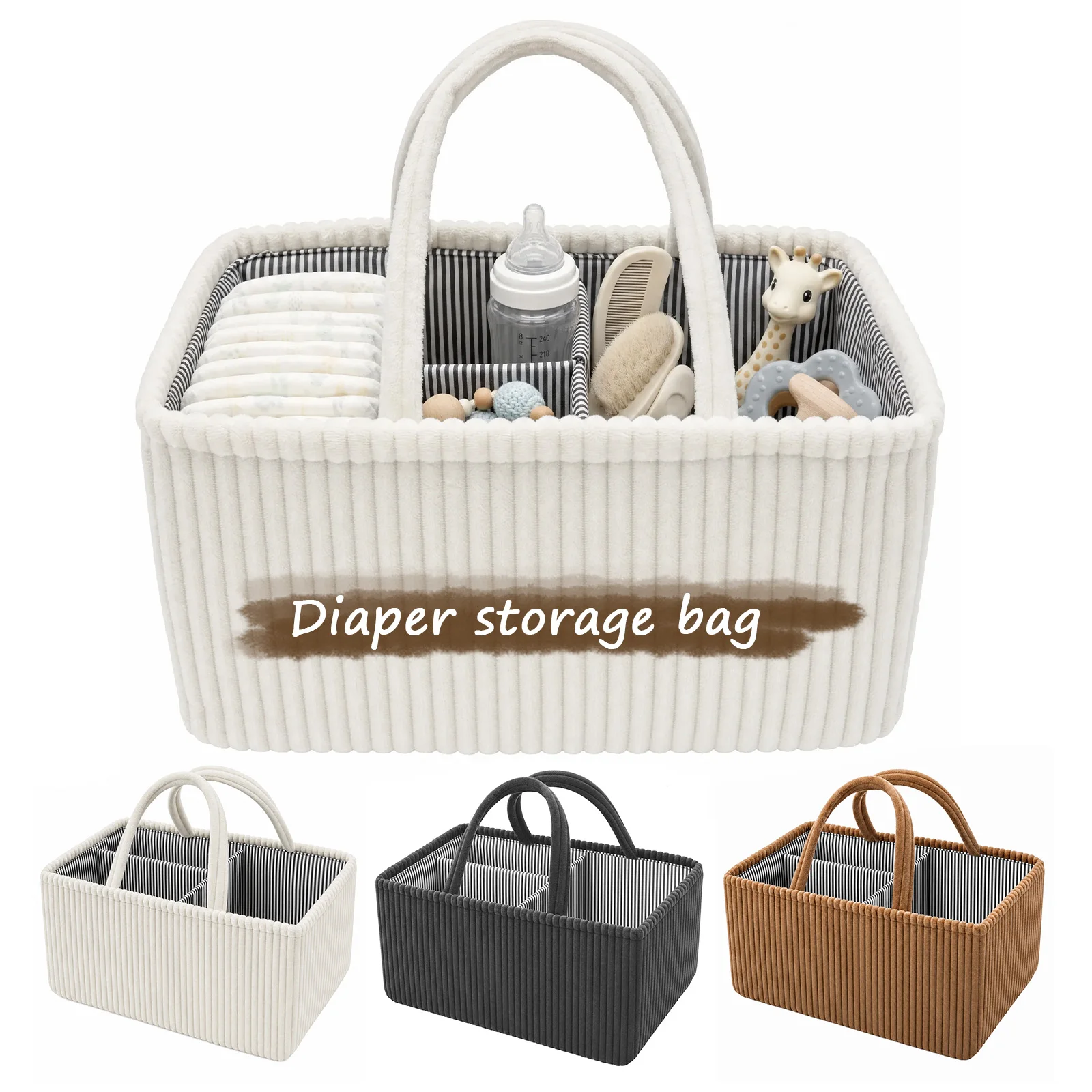 Baby Clothing Hamper - Baby-Windel-Organizer, faltbarer Windel-Aufbewahrungskorb, Wickeltasche mit Griff,