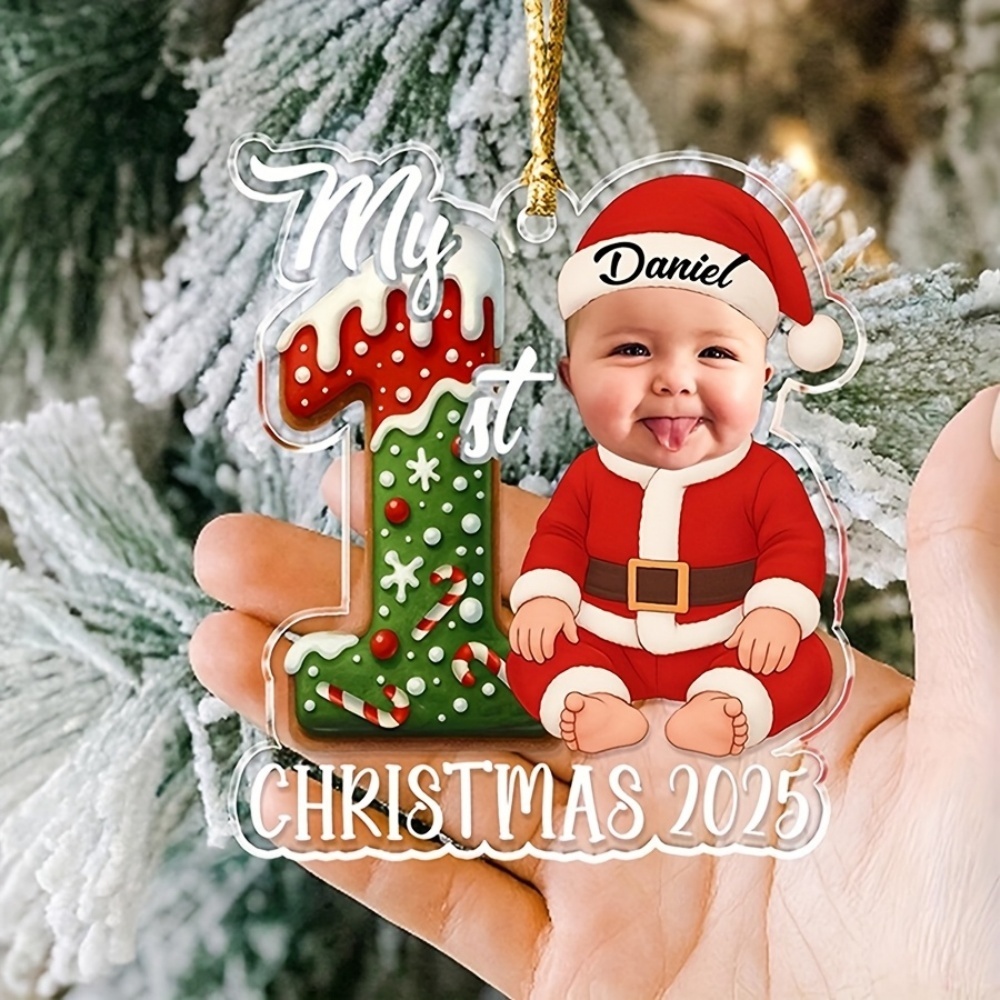 Baby Clothing Keepsake - 2026 Baby 1. Weihnachten Personalisierter Acryl-Weihnachtsanhänger,