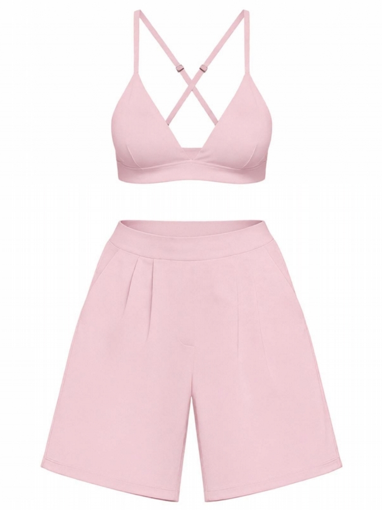 Summer Short Set - 2-teiliges Damen-Sportset, schnelltrocknend, V-Ausschnitt, ärmelloses Top,