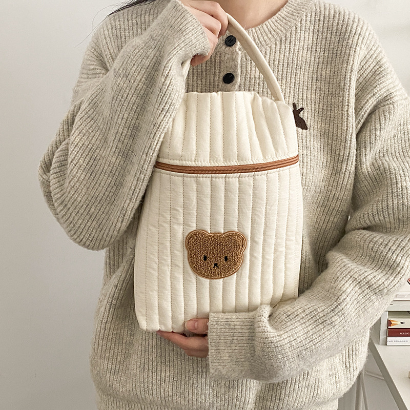 Baby Clothing Hamper - Baby-Wickeltasche für Mama, Baumwolle, Bär, Mama-Taschen,