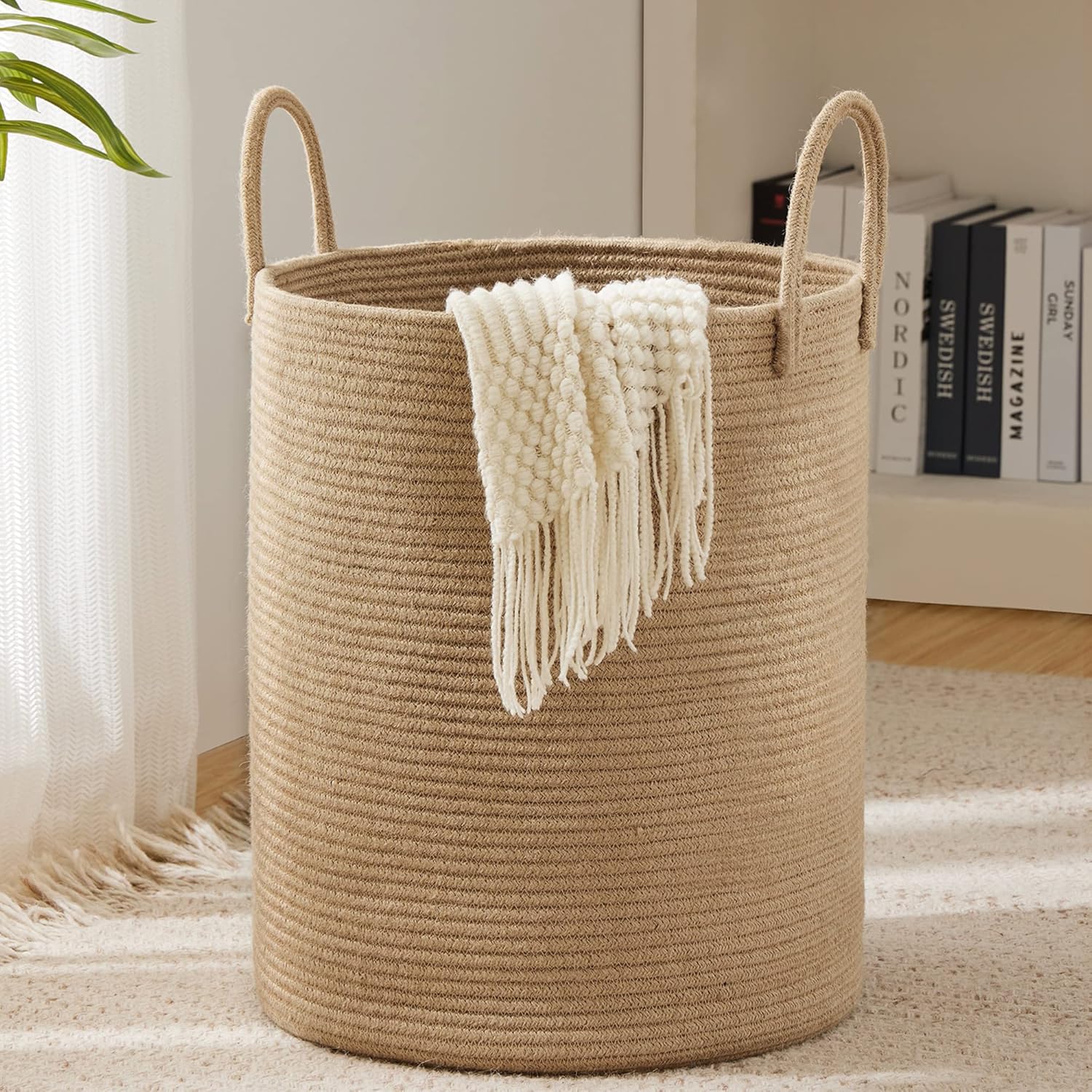 Baby Clothing Hamper - Großer Aufbewahrungskorb, hoher, geflochtener, dekorativer Wäschekorb