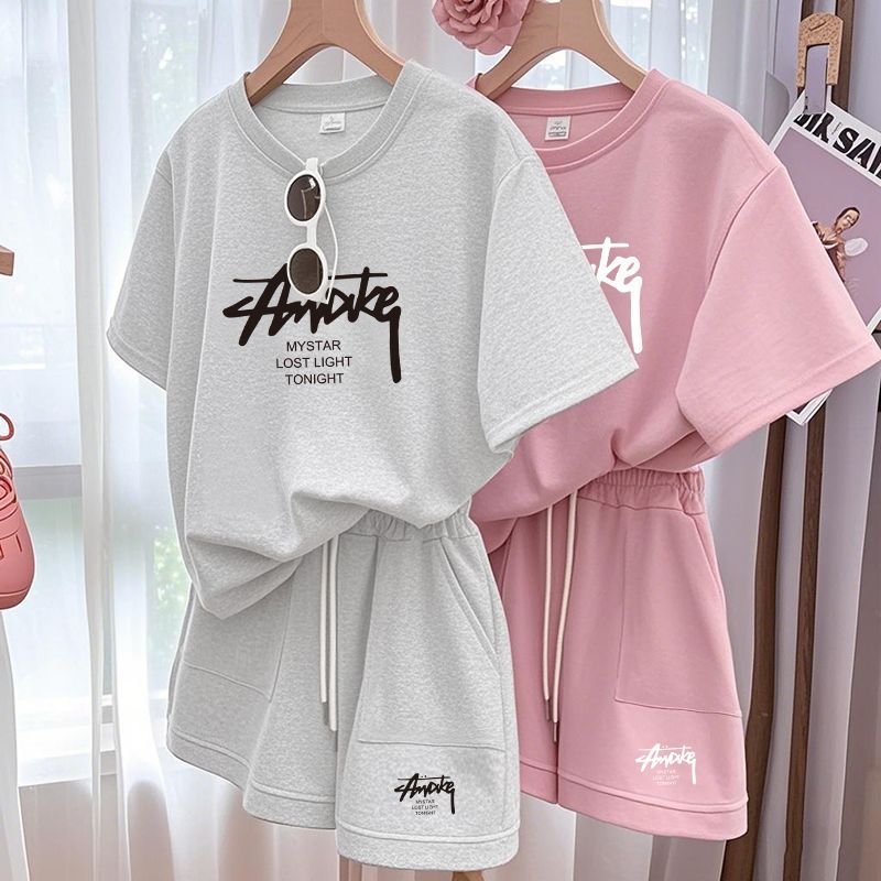 Summer Short Set - Neues Damen-Übergrößen-Set: Zweiteiliges Set mit Kurzarmshirt