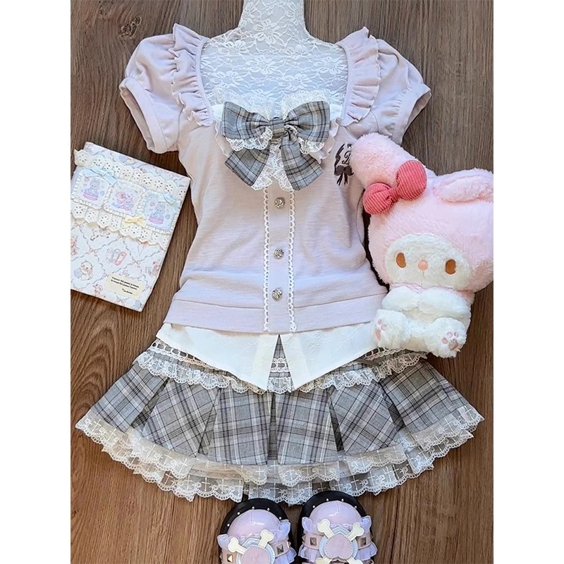 Rosa Spitzen-Patchwork-Obertei – Summer Short Set Bewertung und Preis